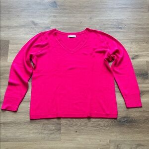 Croft & Barrow Women's V-Neck Sweater - Bright Pink